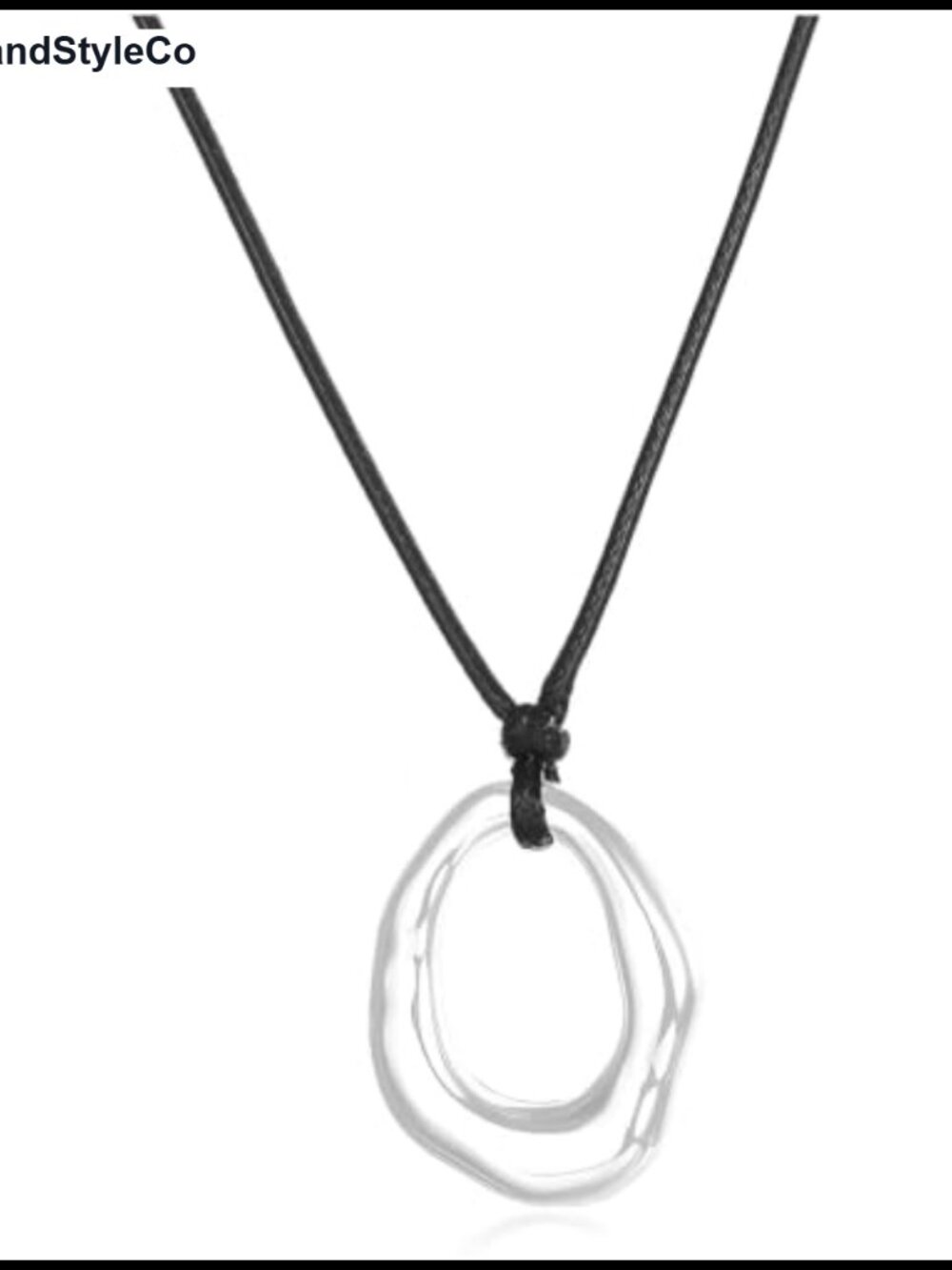 Geometric Bean Pendant Necklace Black Cord Statement Jewelry for Women